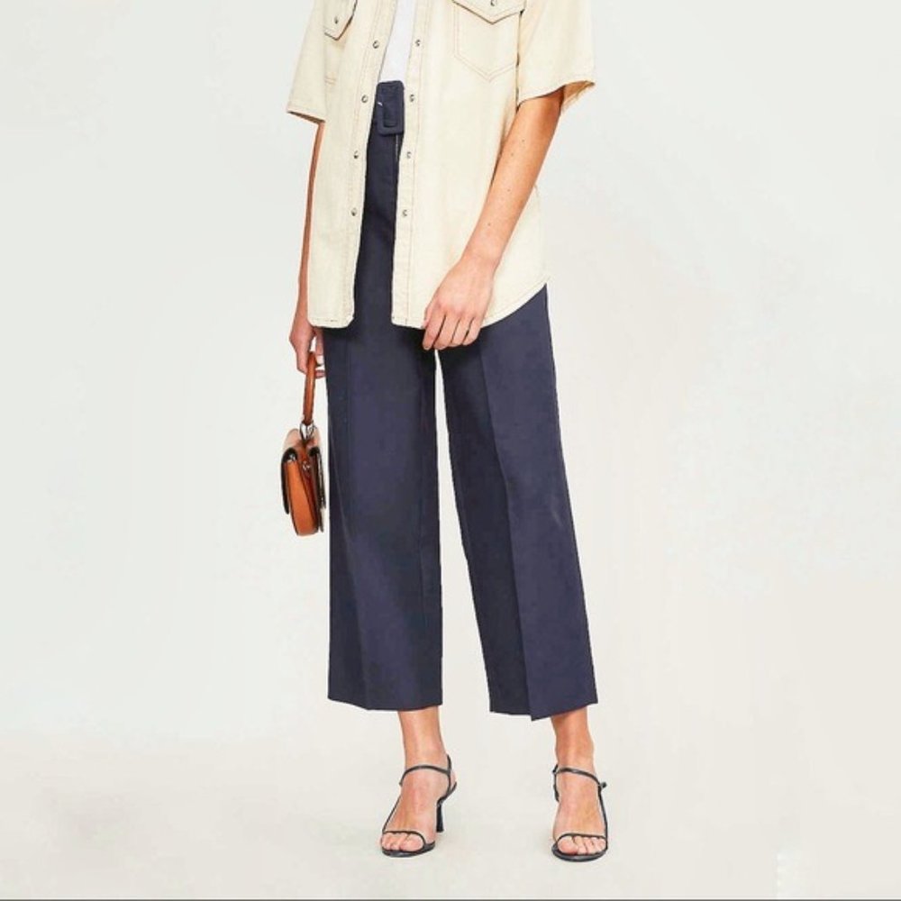 Sandro NEW Cropped Belted High-Waist Trousers, 28 - Picture 4 of 14